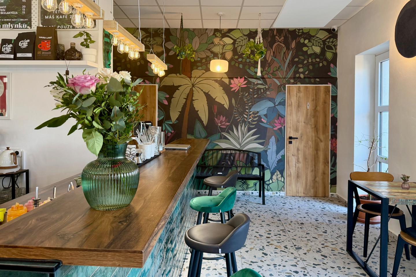 Bar with tropical mural
